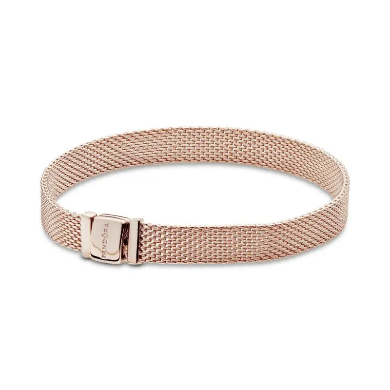 Brazalete de Malla Pandora Reflexions en Recubrimiento en Oro Rosa de 14K