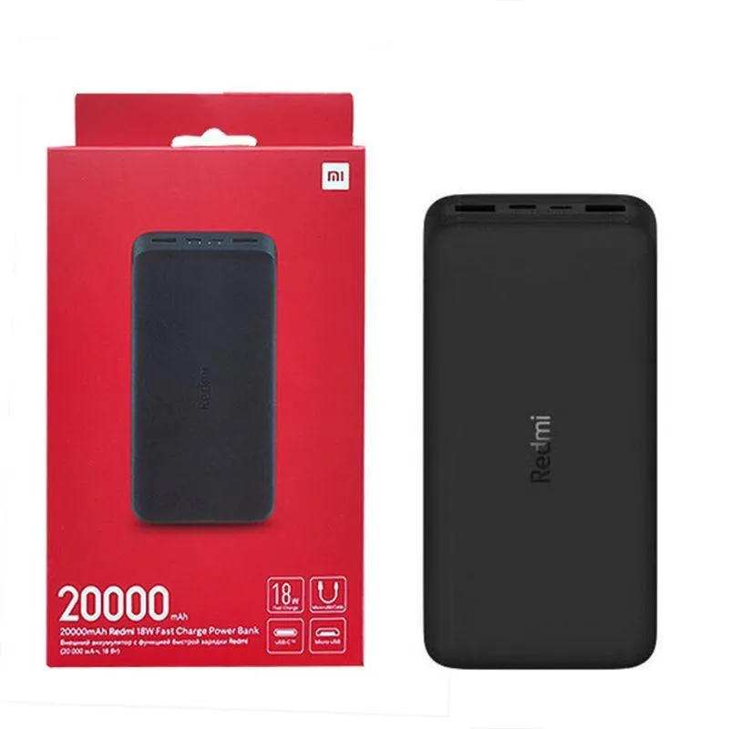 Power Bank Xiaomi Redmi 20000mha 18W Carga Rápida - NEGRO