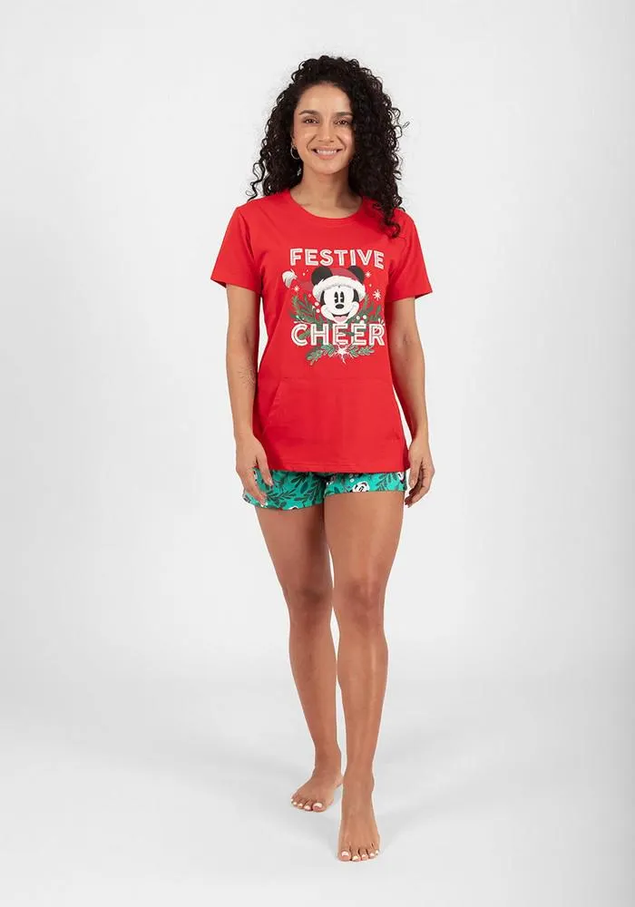 PIJAMA SHORT DISNEY MUJER ALGODÓN ROJO - D7057