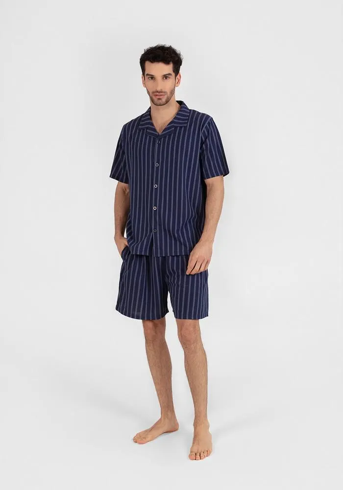PIJAMA SHORT HOMBRE ALGODÓN AZUL - 77.742