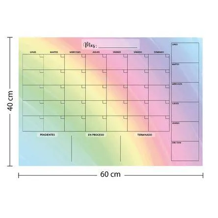 Planner acrílico Mensual-Semanal 60x40 cm Arcoiris