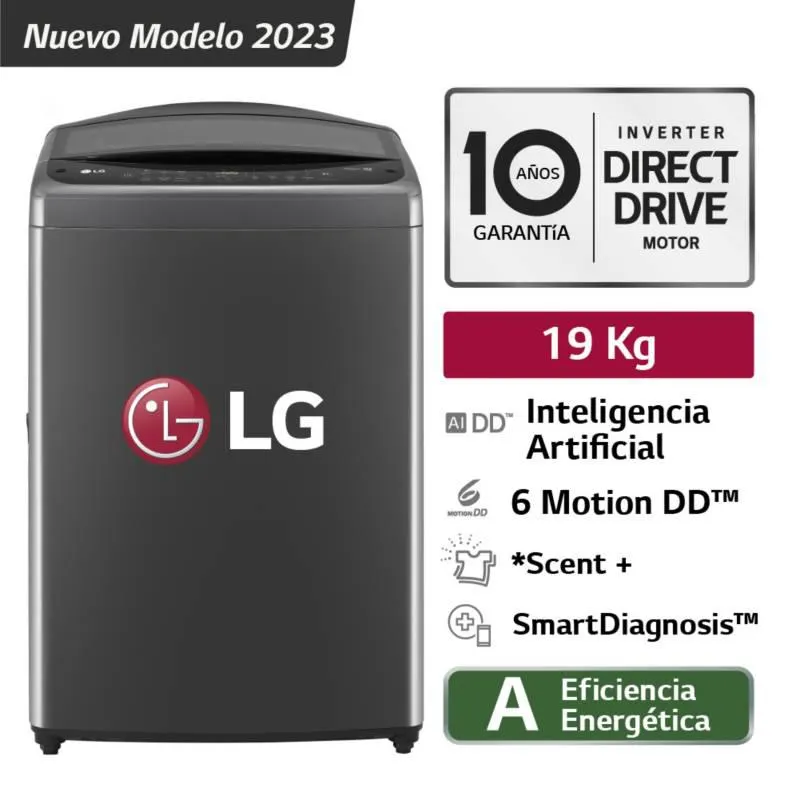 Lavadora WT19BV6 19kg AI DD Carga Superior Negro Claro LG