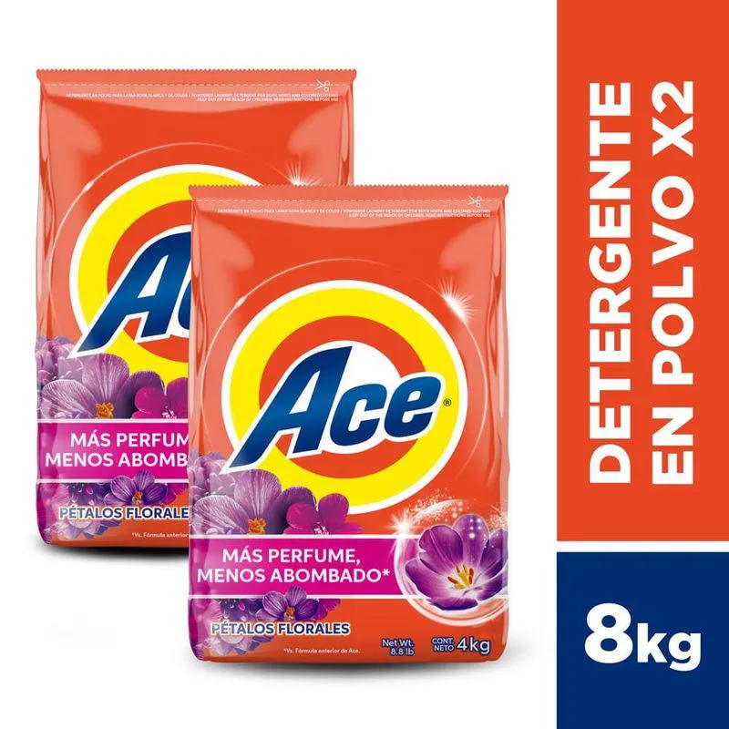 Twopack Detergente en Polvo Ace Pétalos Florales 4kg