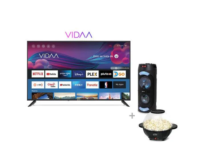 Televisor Miray LED 4K UHD Smart 50" MK50-E203 + Parlante Portátil C/ Bluetooth Miray PMBT-57N + Pop cornera Miray POPM-14