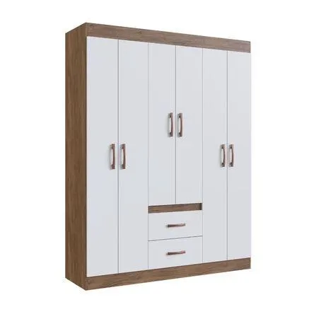 Ropero Siena 6 Puertas 2 Cajones MDP Blanco/Castaño Doripel
