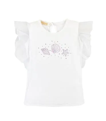 Polo Blanco con Volados | Colección Mermaid Ilution