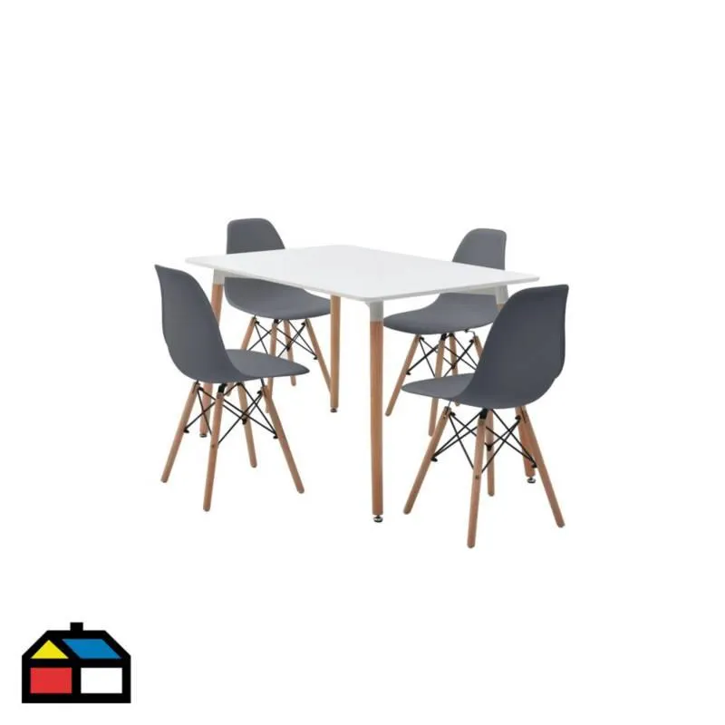 Juego de Comedor mesa rectangular 4 Sillas Eames