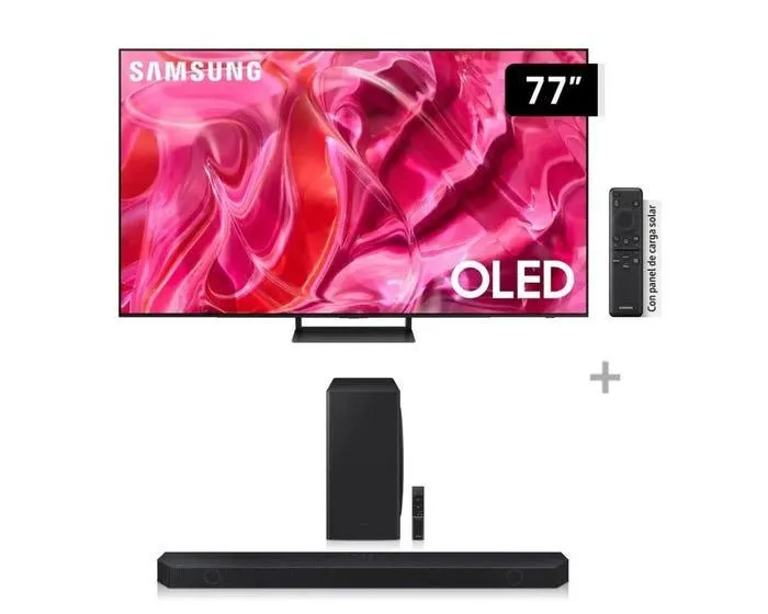 Televisor Samsung Smart TV 77" OLED 4K QN77S90CAGXPE (2023) + Soundbar Samsung Wifi Bluetooth 5.1.2 CH HW-Q800C/PE