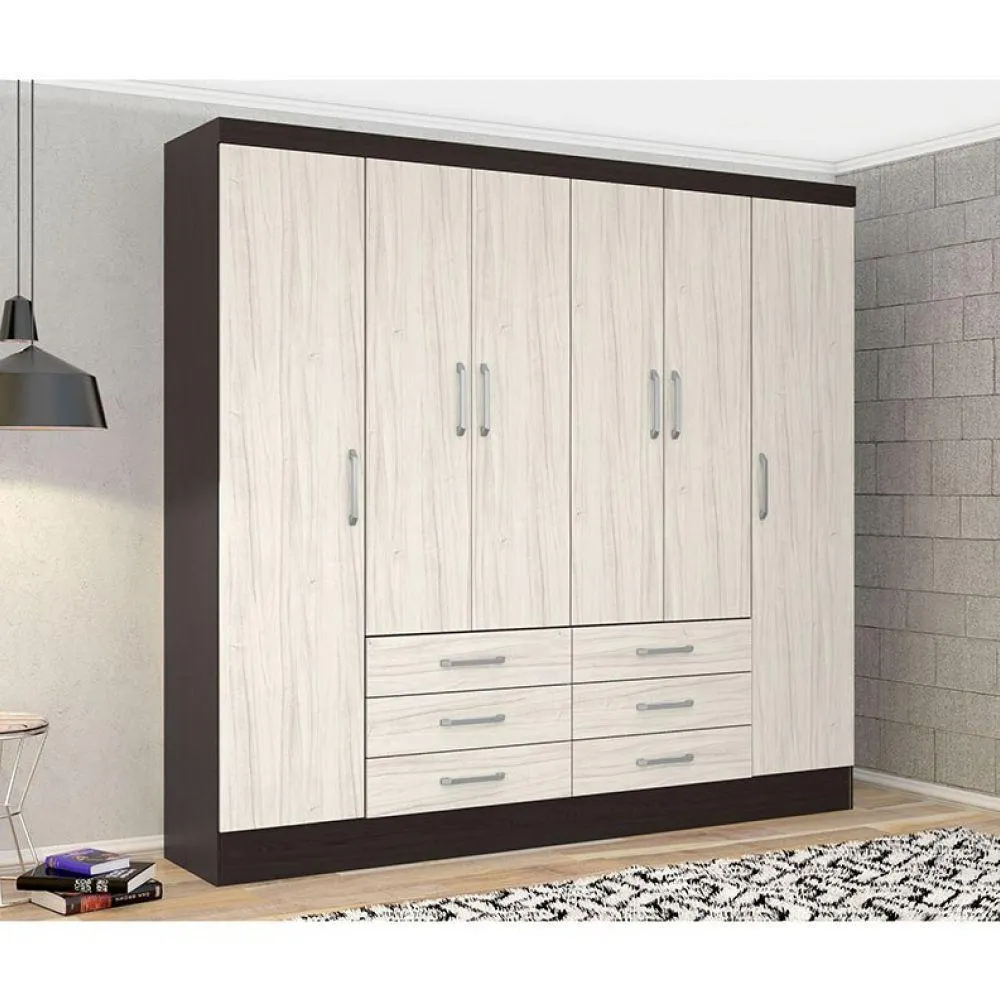 Ropero Monterrey 6 Puertas 6 Cajones Nevado