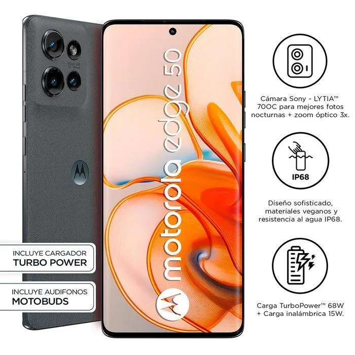 Celular Motorola Moto Edge 50 12GB 256GB 6.7" Gris + Moto Buds