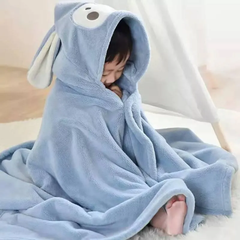 Toalla De Baño Suave Para Niños Con Gorro Animal Espesar