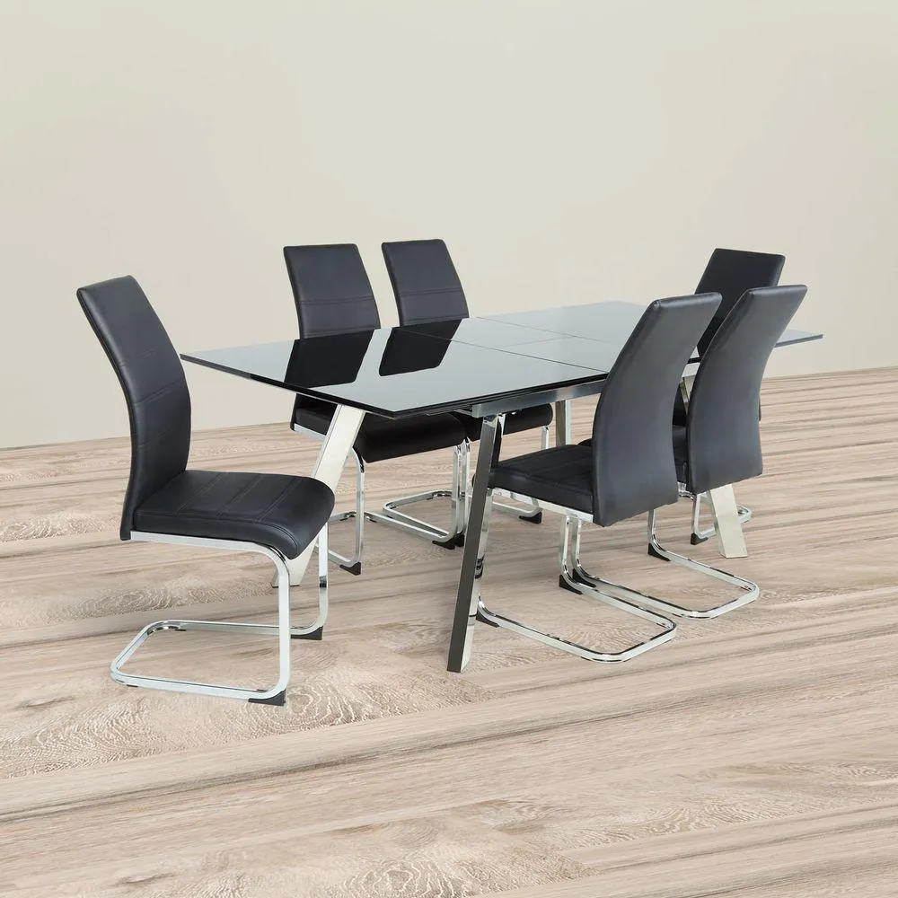 Juego de Comedor 6 Sillas Extensible Santiago Negro