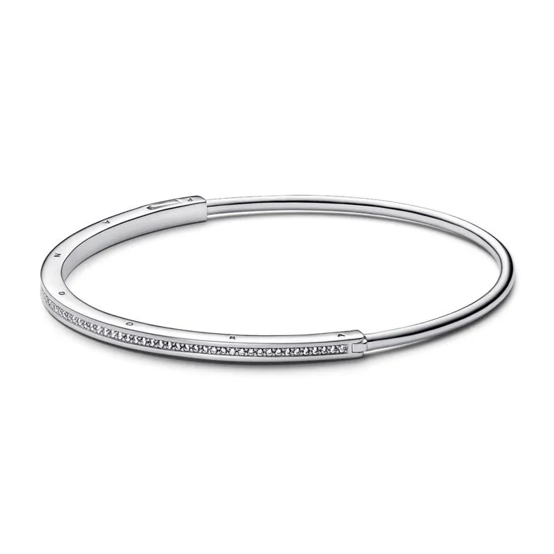 Brazalete rígido I-D Pandora Signature Pandora Plata Esterlina
