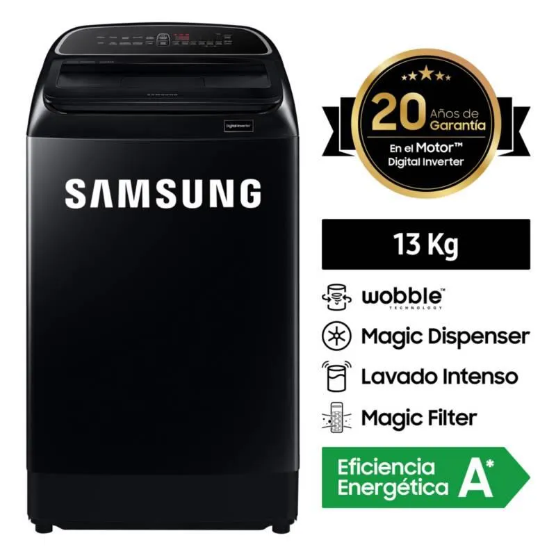 Lavadora 13 Kg Inverter Negra WA13T5260BV/PE