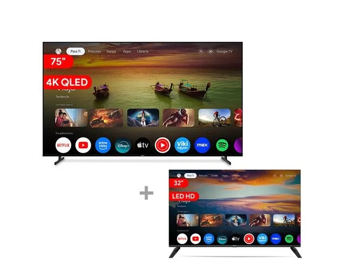 Televisor Miray Smart TV 75" QLED 4K MQ75-E2000GBT + Televisor Miray Smart LED HD 32" MS32-E2000GBT
