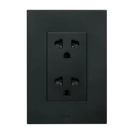 Placa Armada Orange: Tomacorriente Doble Universal Matte LT Negro