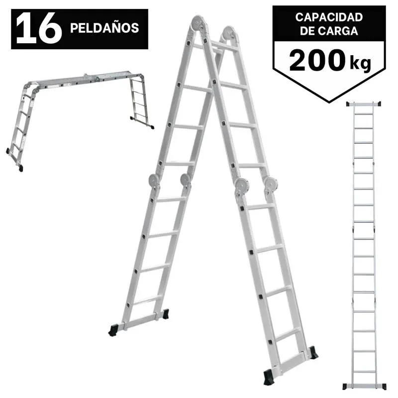 Escalera Multiposición 16 pasos escalera articulada Truper