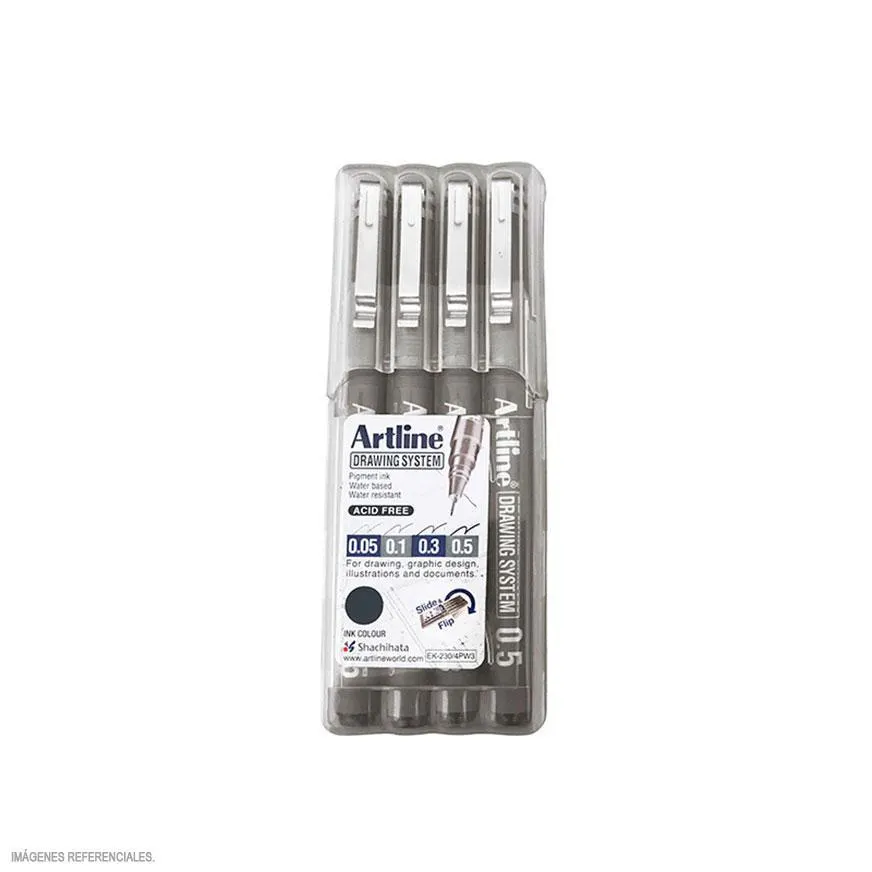 Artline Estilógrafos 0.05 - Estuche X4 Ek-230/4P