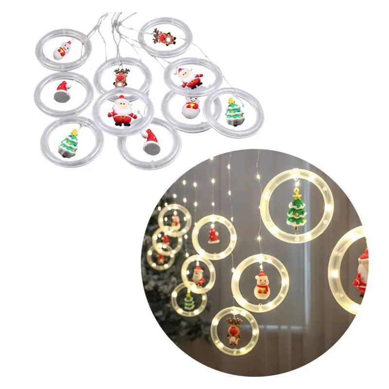 Cortina Luces Navidad Aros Figuras LED Guirnalda - Calido