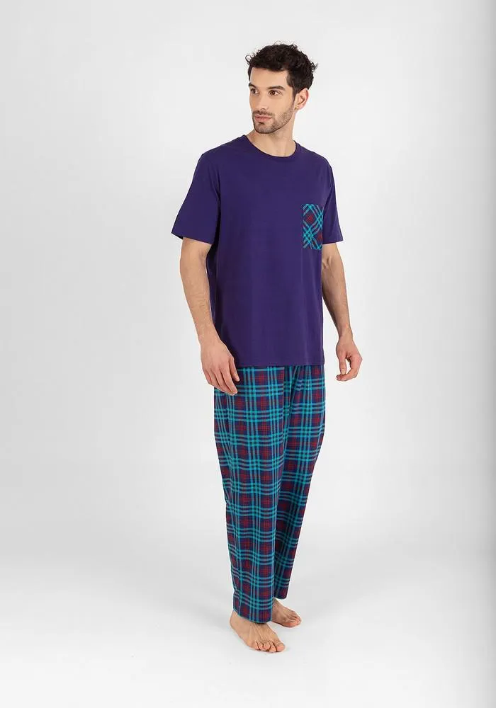 PIJAMA PANTALON HOMBRE ALGODÓN AZUL - 77.740