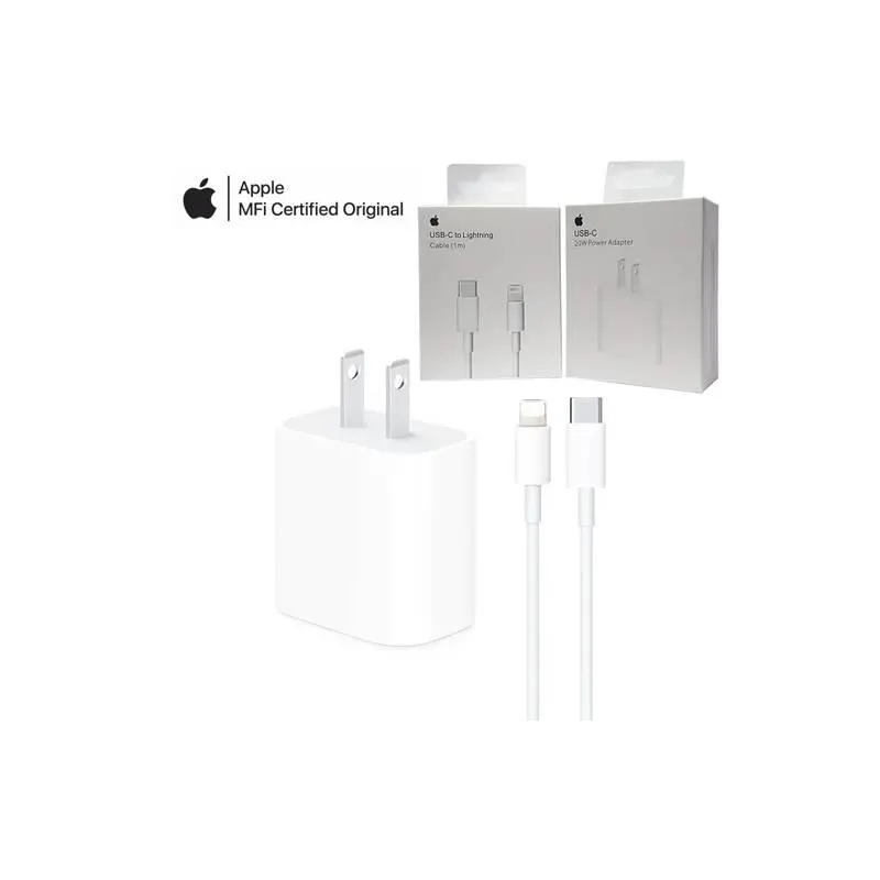 Cargador Apple De 20w + cable USB-C Para iPhone 14 13, 11 y 12