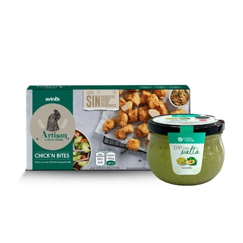 Pack Chick´n bites Artisan Caja 350 g + Dip con palta Casa verde 225 g
