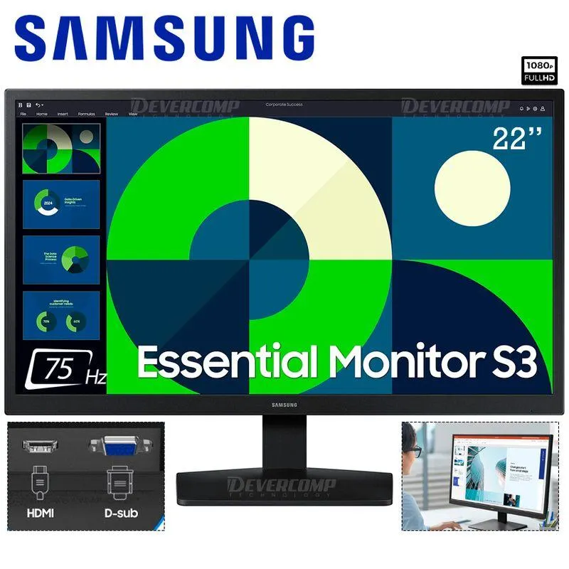 Monitor Samsung 22″ LS22D310EALXPE Full HD 75Hz HDMI