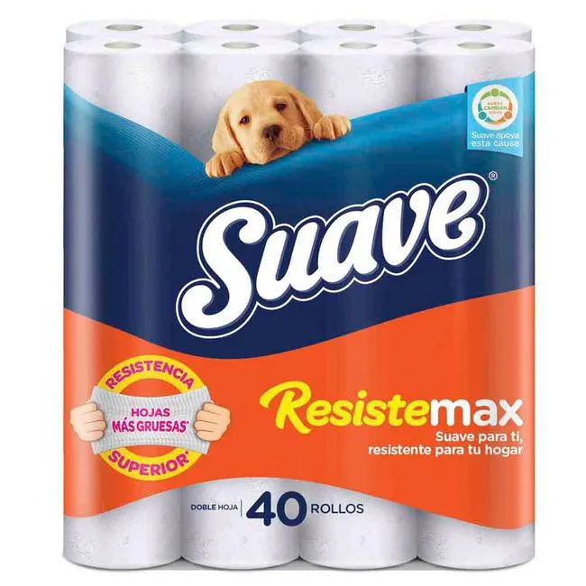 Papel Higiénico SUAVE Resistemax Doble Hoja Paquete 40un