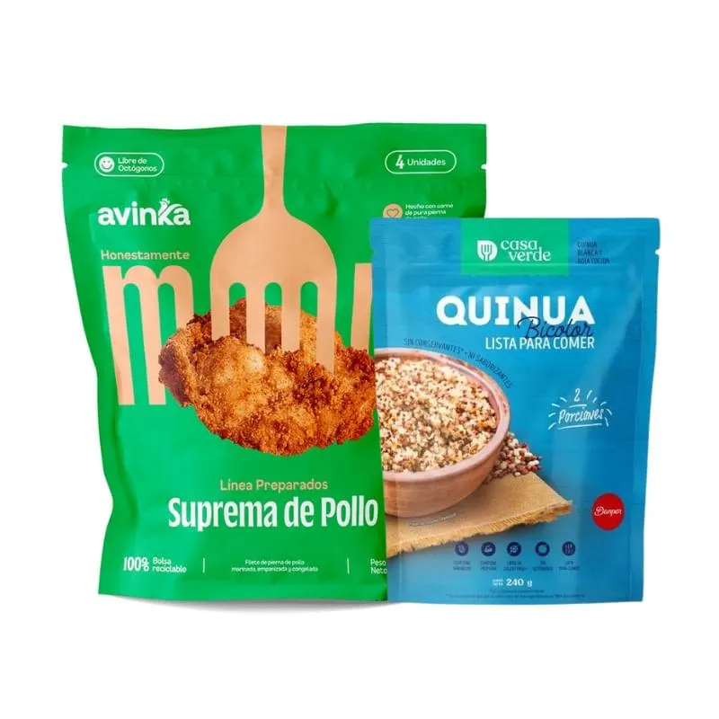 Pack Suprema de pollo x 4 unidades x 600 gr. + Quinua bicolor cocido 240 gr.