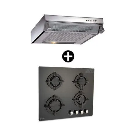 COMBO Cocina empotrable negra 60 cm + Campana Frontal 60 cm