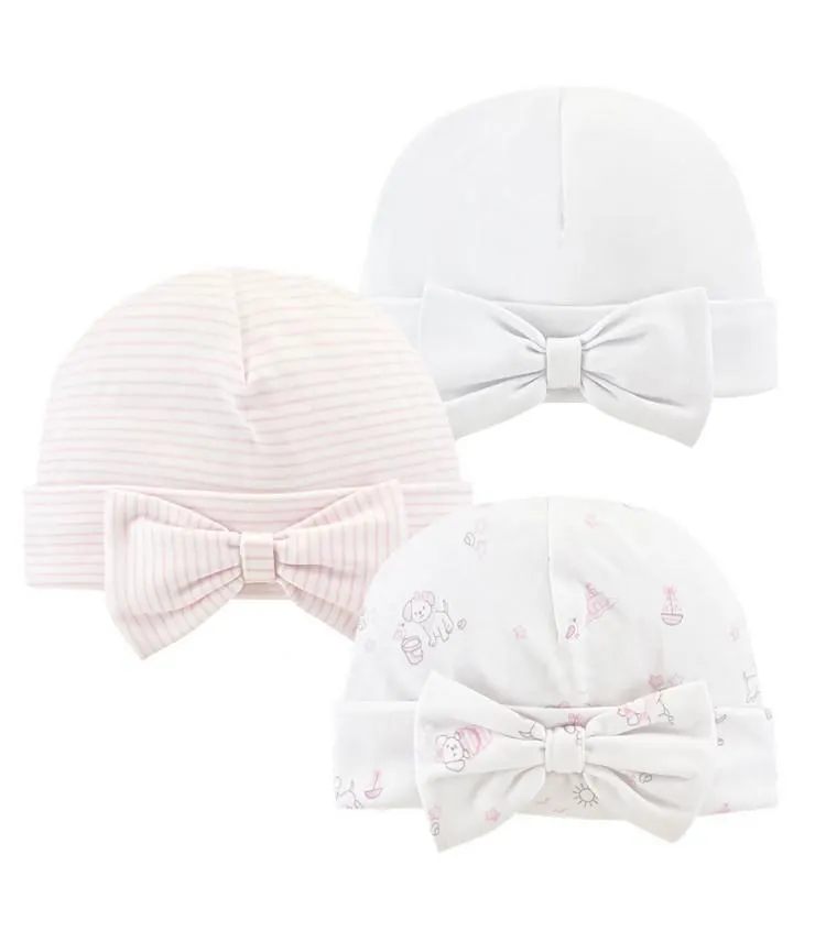 Pack de 3 gorros de 100% Algodón Pima | Colección Little Sunshine Pink