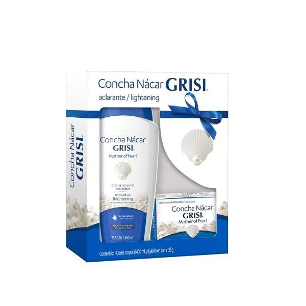 Pack Estuche Concha Nácar Grisi crema corp 400ml+jabon125g