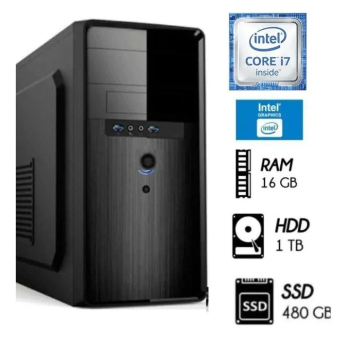 Computadora PC Intel Core i7-6TH RAM 16GB Disco HDD 1TB +DISCO SSD 480GB CASE 400W