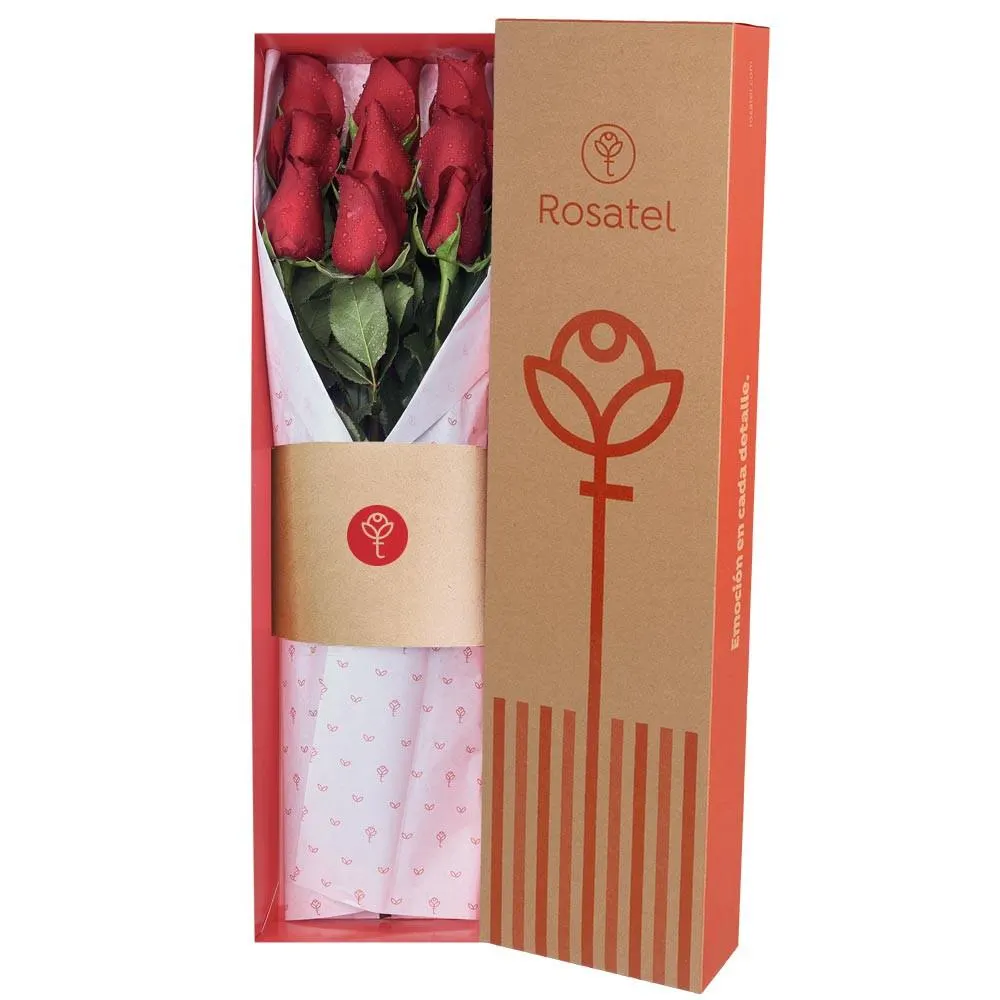 Caja Natural con 9 Rosas