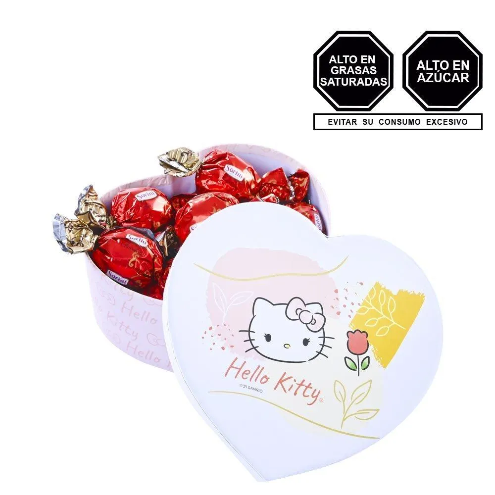 Caja Corazón Floral Hello Kitty con Bombones Sorini