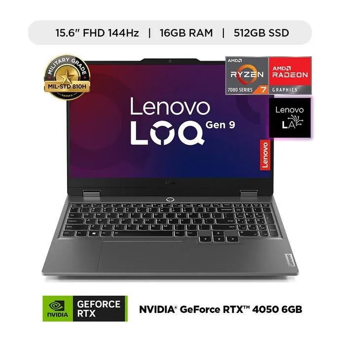 Laptop Lenovo LOQ AMD Ryzen 7 7435HS 16GB 512GB SSD NVIDIA RTX 4050 15.6" FHD 144Hz