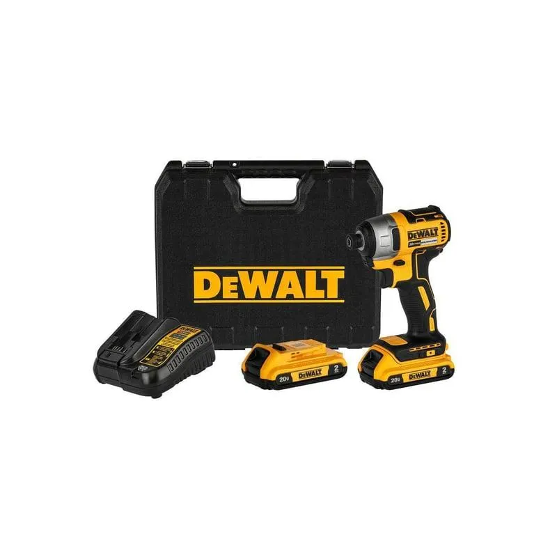 Atornillador de Impacto Inalámbrico Dewalt 1/4" 20V + 2 Baterías 2Ah + Cargador + Maletín Dewalt