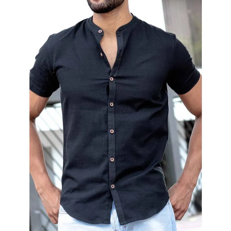 CAMISA LINO CUELLO NERU MANGA CORTA HOMBRE ISAGUE
