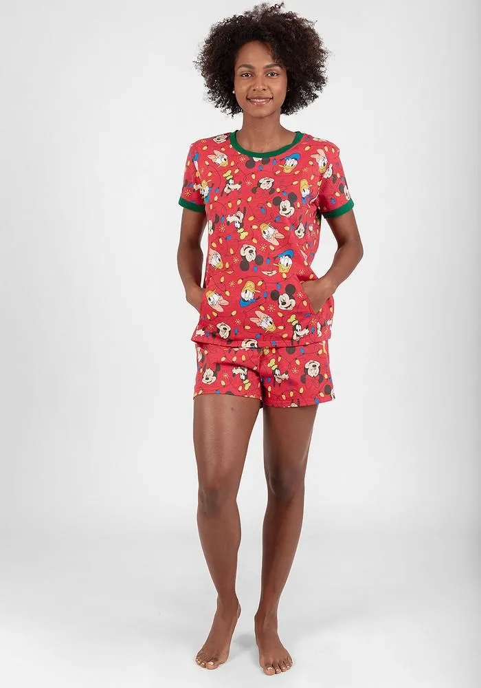 PIJAMA SHORT DISNEY MUJER ALGODÓN ROJO - D7058