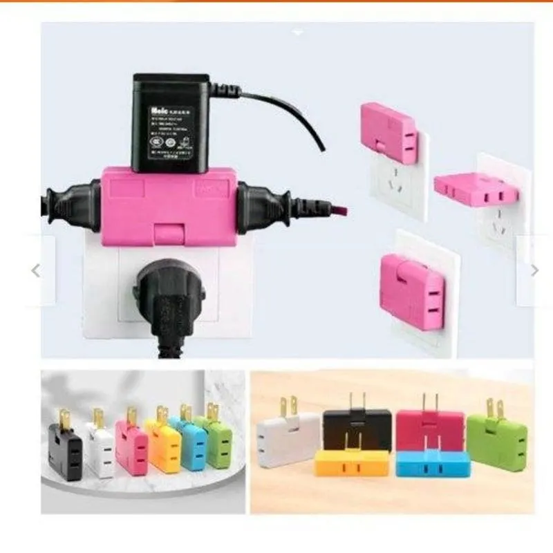 Adaptador Triple Enchufe Plano Giratorio 3 En 1 Conector - Verde