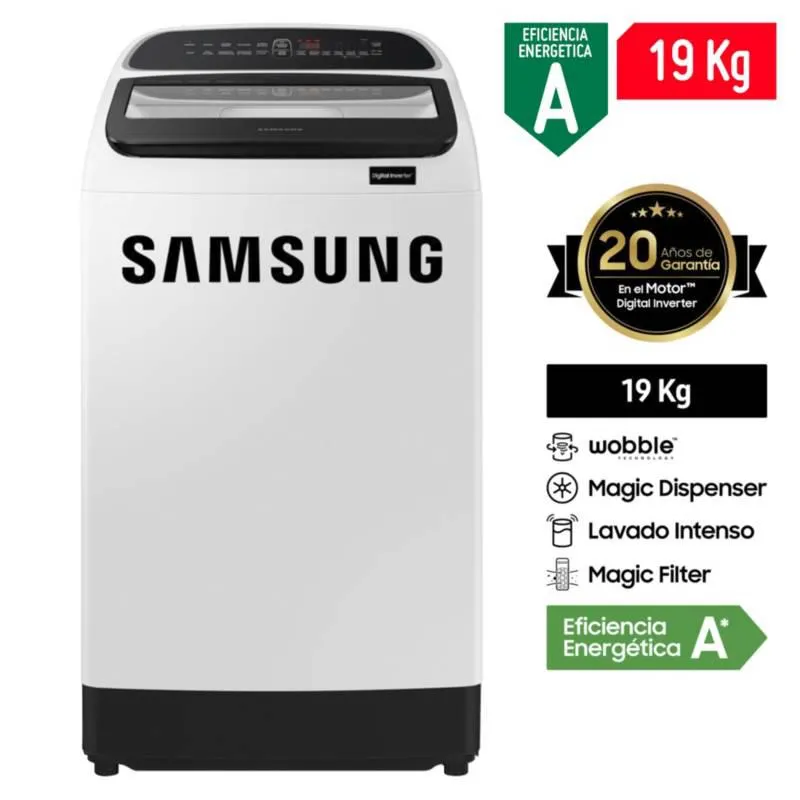 Lavadora Samsung 19 Kg WA19T6260BW Blanco