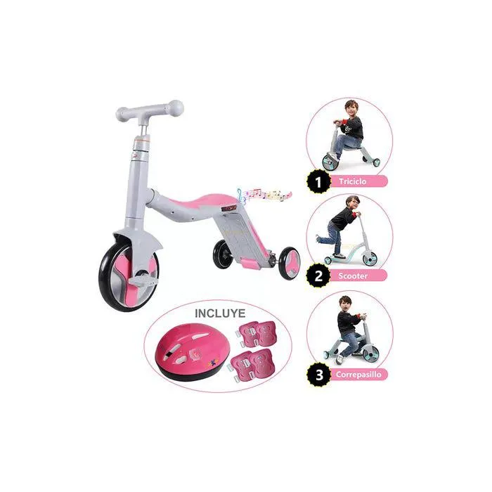 Scooter Triciclo Corre pasillo 3 en 1 Rosado