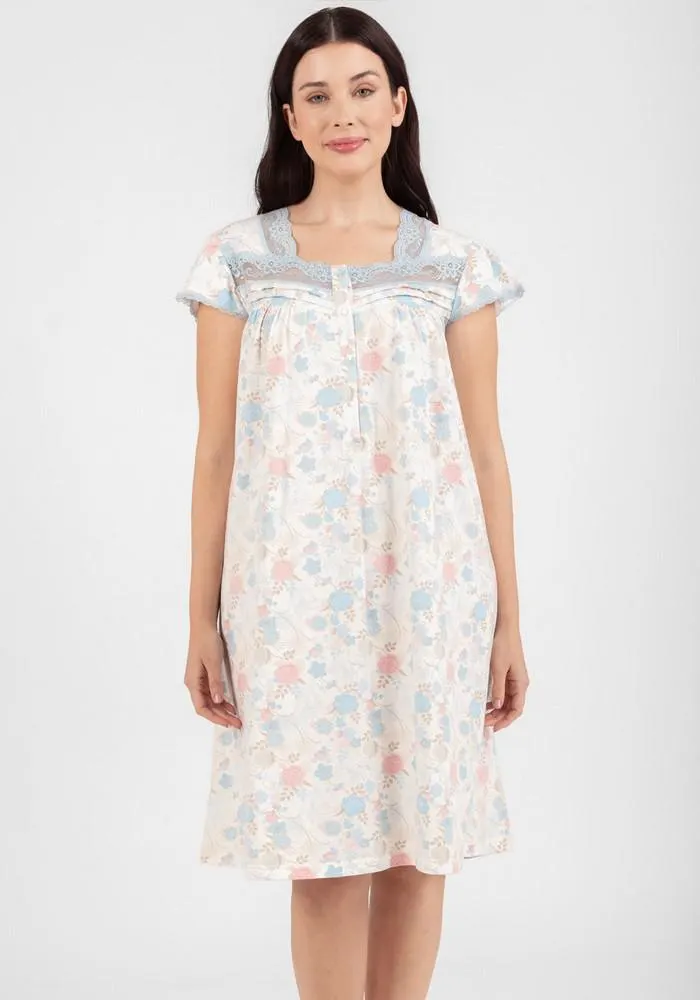 PIJAMA CAMISOLA MUJER ALGODÓN CELESTE - 71.951