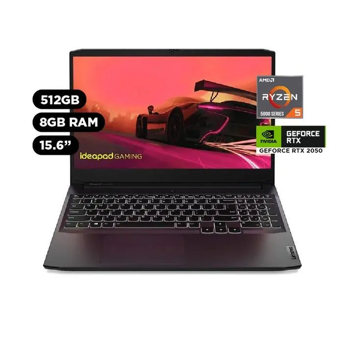 Laptop Lenovo IdeaPad Gaming 15.6" Windows 11 AMD Ryzen 5 8GB 512GB NVIDIA RTX2050