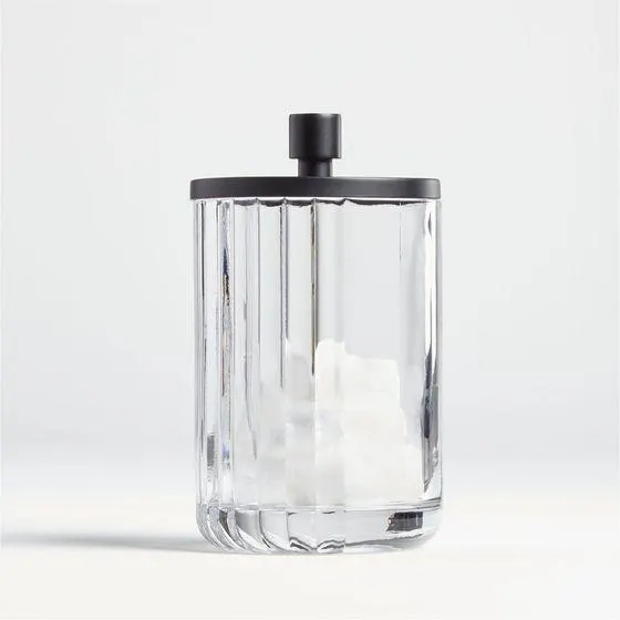 Frasco de Baño de Vidrio Acanalado Grande