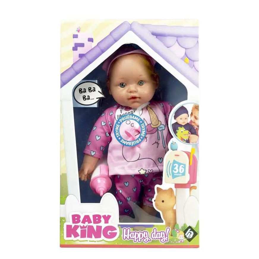 Muñeca Bb Lokotoys Con Biberón 37 Cm Rosado