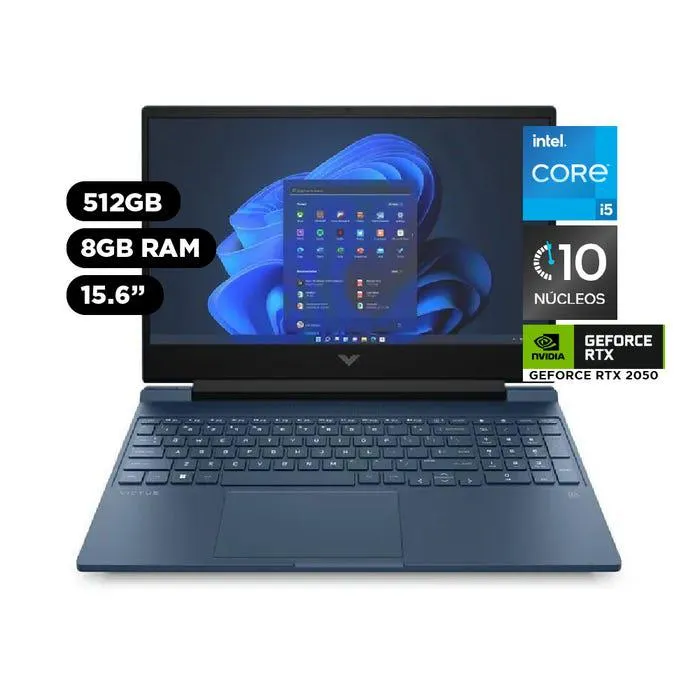 Laptop Gamer HP Victus 15.6" Intel Core i5 12a Gen 8 Núcleos 8GB 512GB NVIDIA RTX2050 15-FA1005LA
