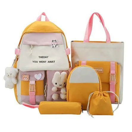 Mochila kawaii coreano set de 5 Piezas bolsos escolares