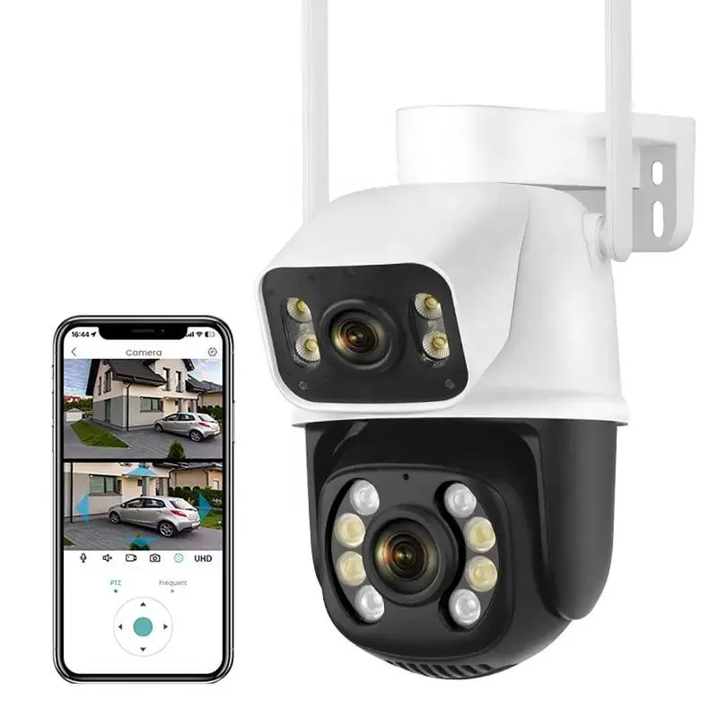 Camara de seguridad doble lente vigilancia 6MP para exteriores e interiores