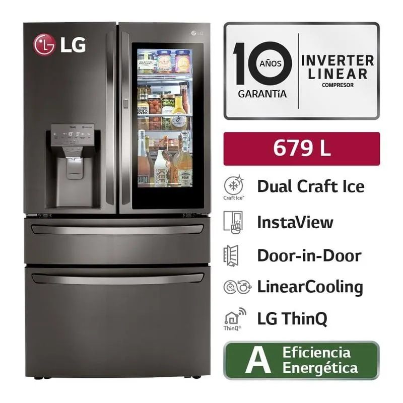 Refrigeradora LM85SXD 679L InstaView French Door Negro LG